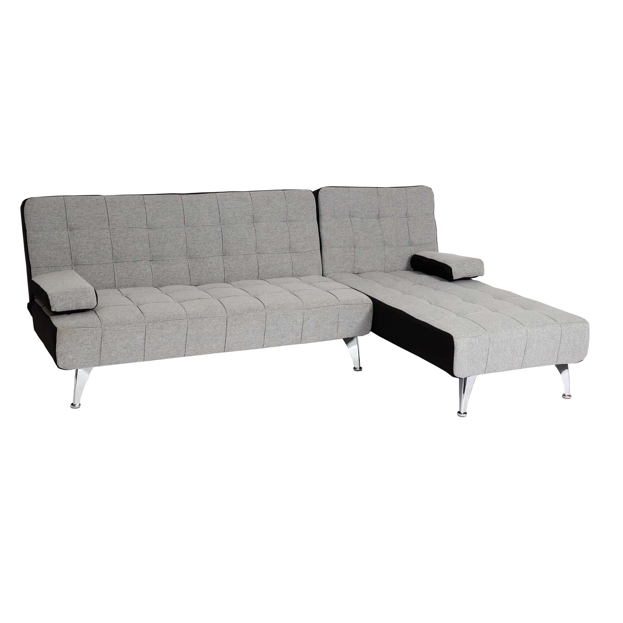 Schlafsofa MCW-K22, Couch Ecksofa Sofa, Liegefl&auml;che links/rechts Schlaffunktion 236cm ~ Stoff/Textil hellgrau, schwarz - Bild 1