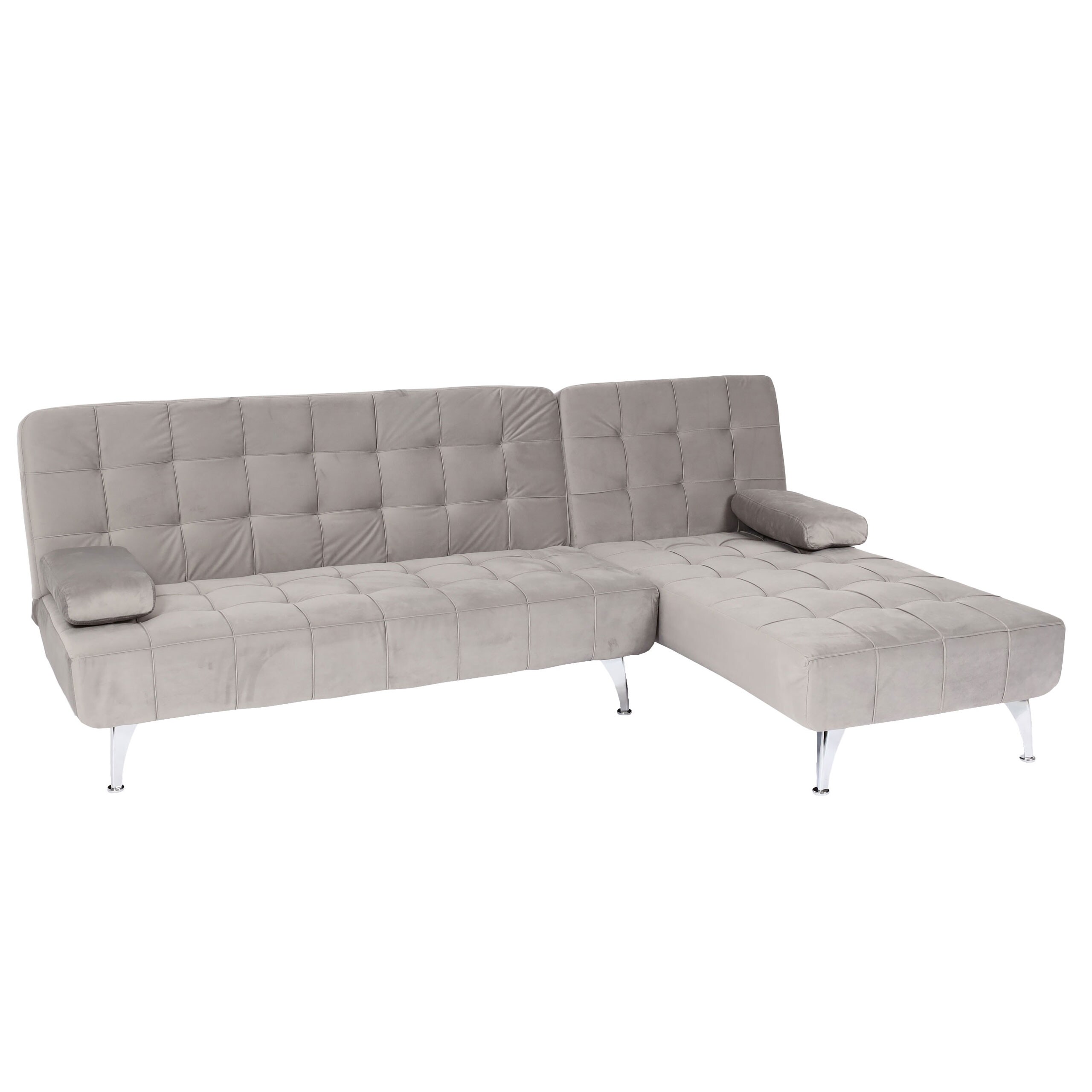 Schlafsofa MCW-K22, Couch Ecksofa Sofa, Liegefl&auml;che links/rechts Schlaffunktion 236cm ~ Samt grau - Bild 1