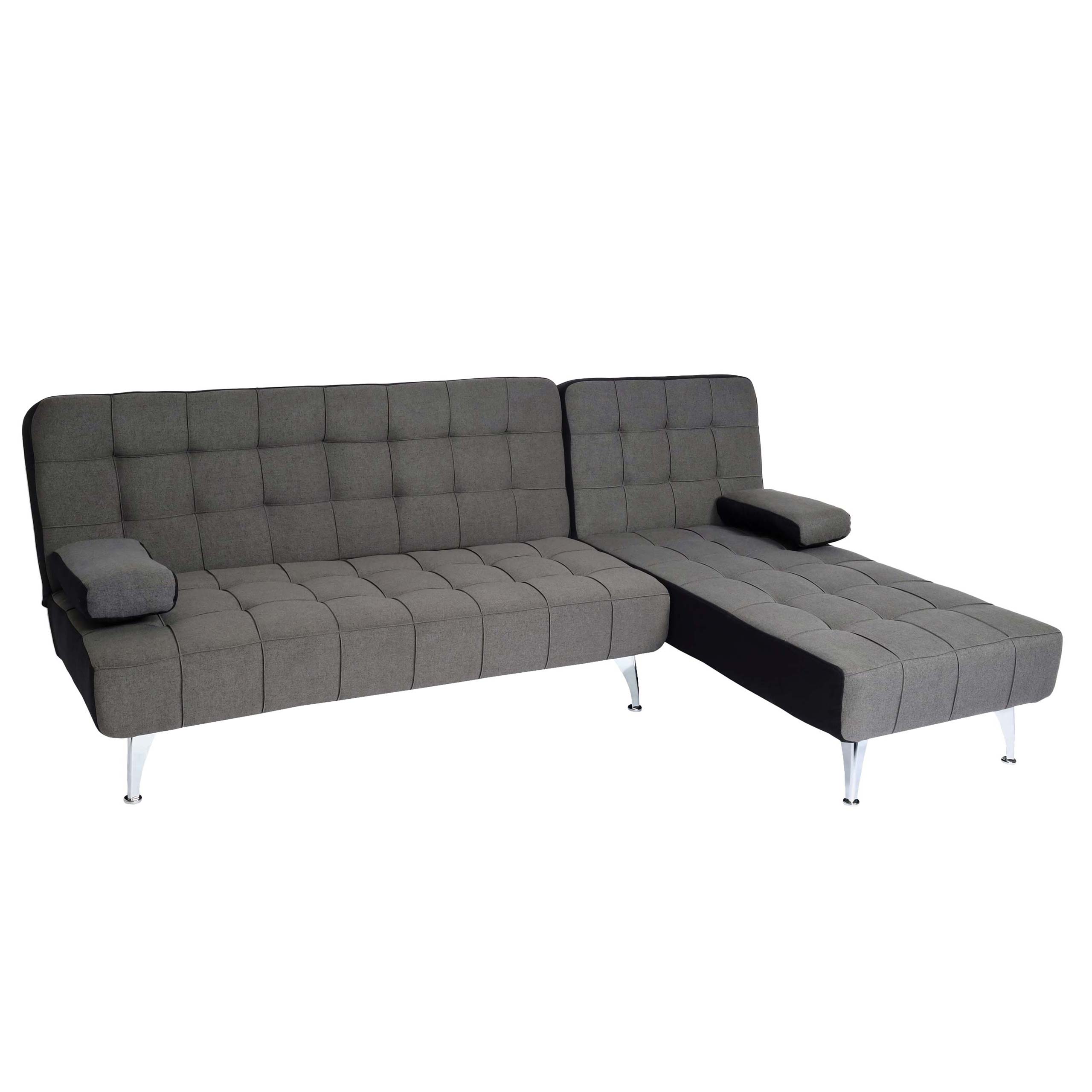 Schlafsofa MCW-K22, Couch Ecksofa Sofa, Liegefl&auml;che links/rechts Schlaffunktion 236cm ~ Stoff/Textil dunkelgrau, schwarz - Bild 1