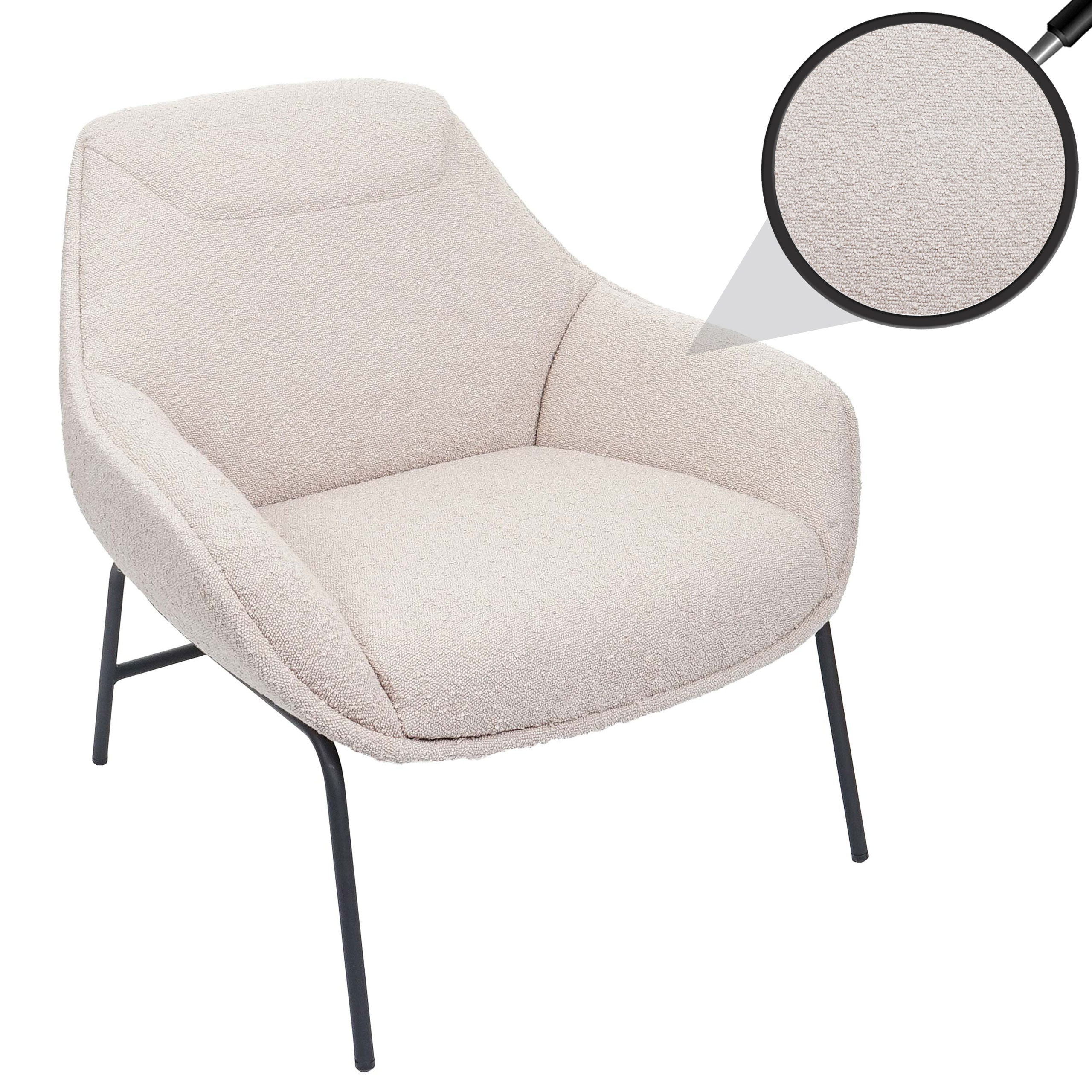 Lounge-Sessel MCW-J77, Cocktailsessel Sessel, Boucl&eacute; Stoff Metall ~ creme-beige - Bild 1