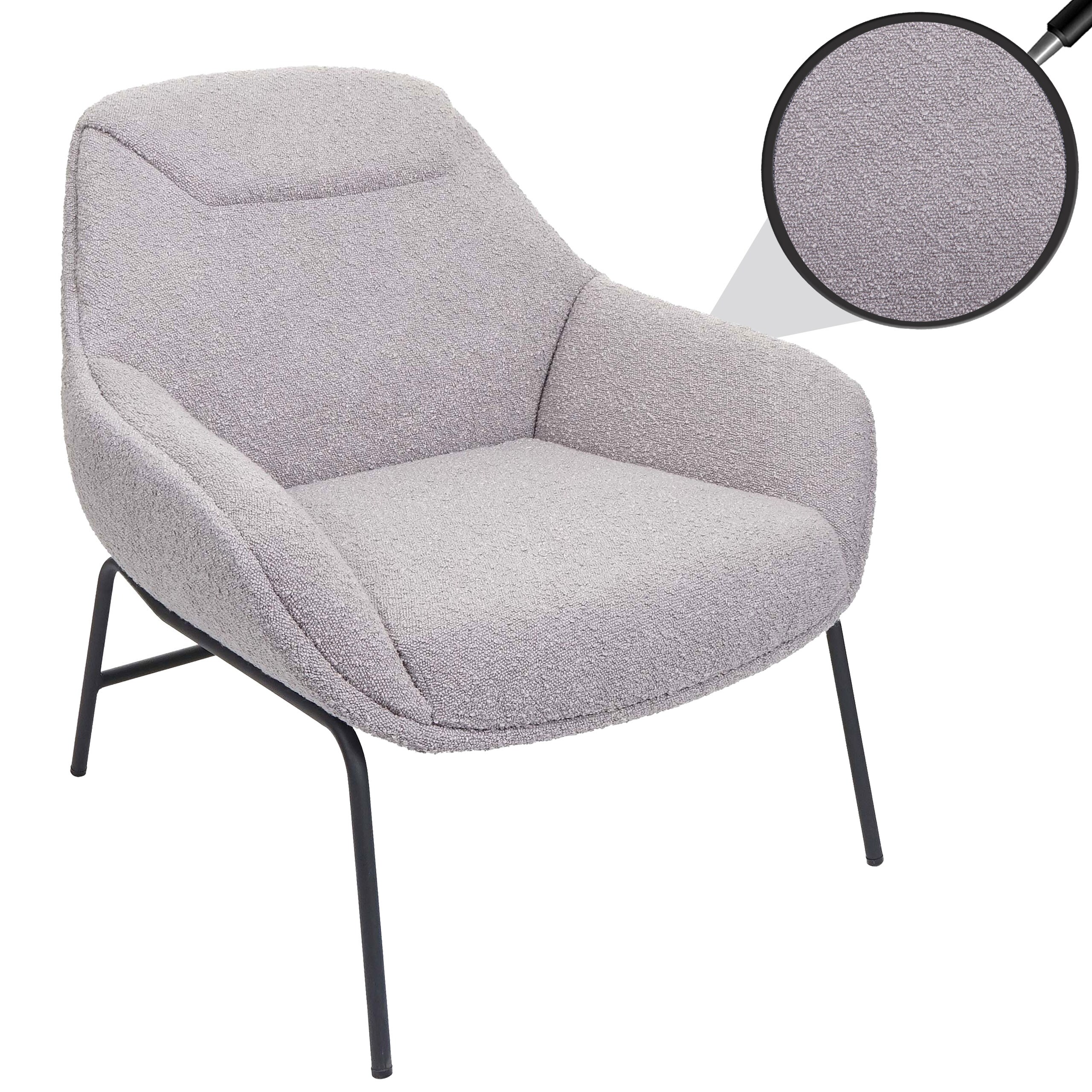 Lounge-Sessel MCW-J77, Cocktailsessel Sessel, Boucl&eacute; Stoff Metall ~ hellgrau - Bild 1