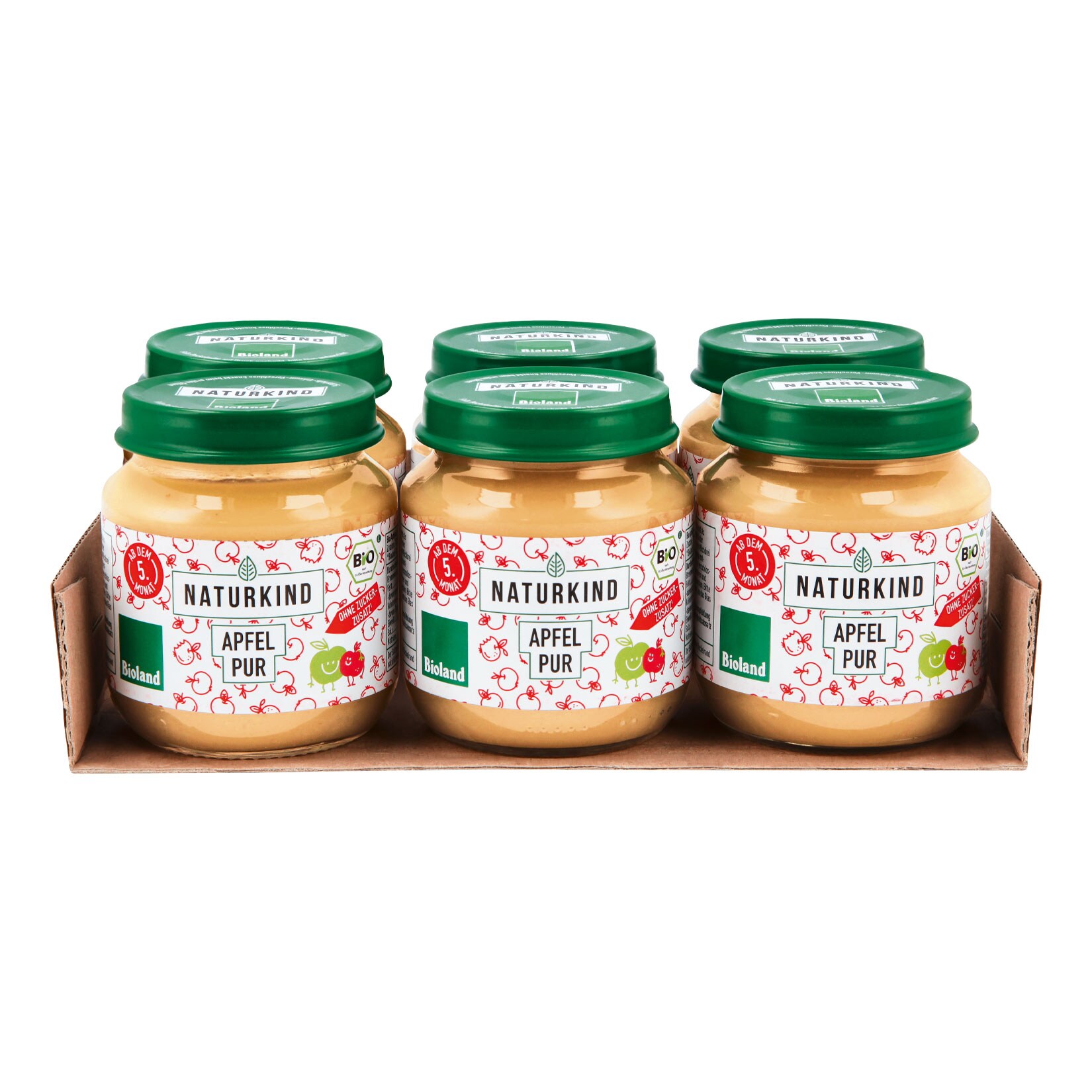 NATURKIND Bio Glas Apfel pur 125 g, 6er Pack