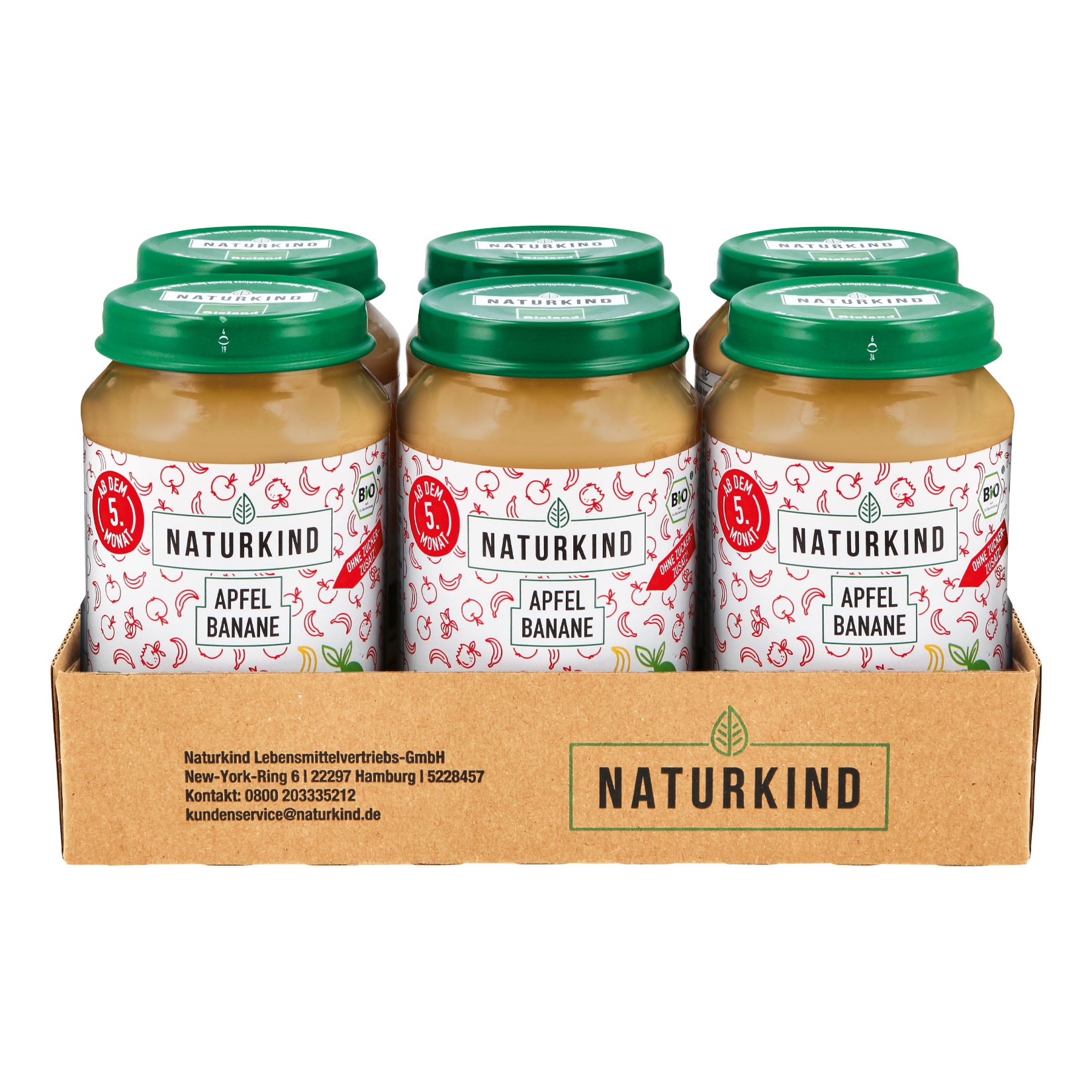 NATURKIND Bio Glas Apfel-Banane  190 g, 6er Pack - Bild 1