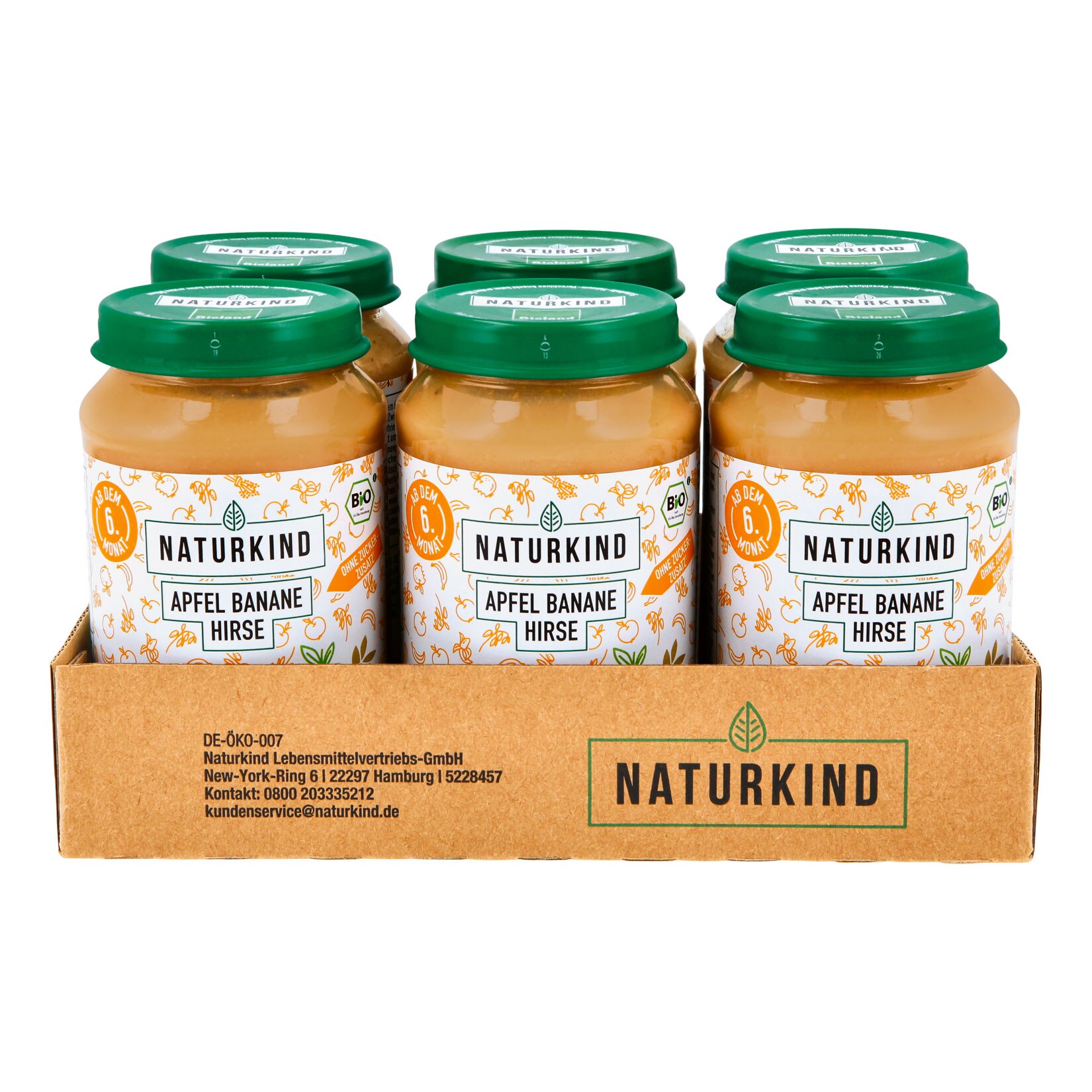 NATURKIND Bio Apfel-Banane und Hirse 190 g, 6er Pack - Bild 1