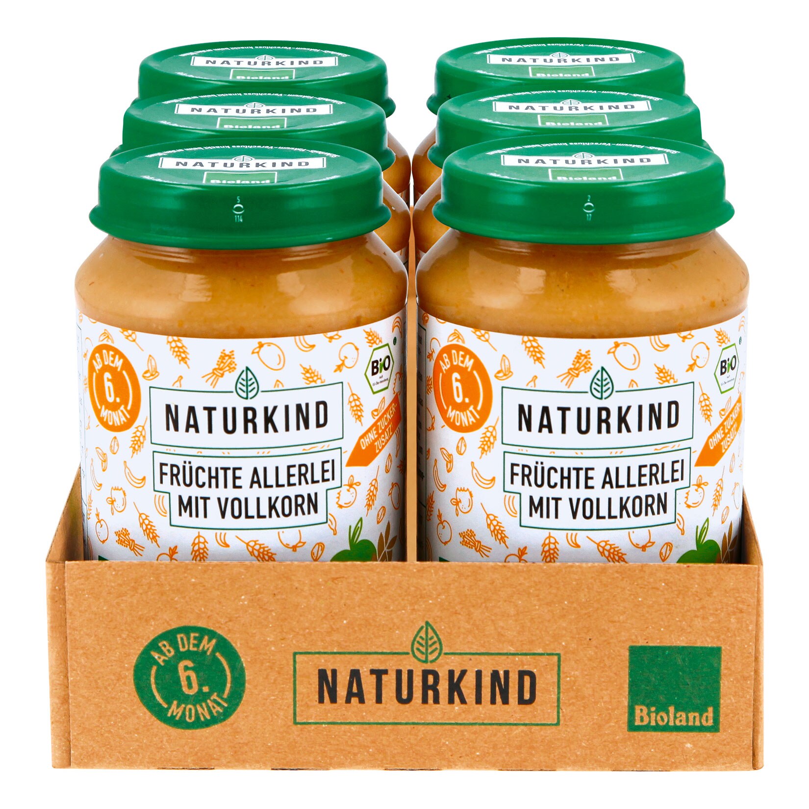 NATURKIND Bio Früchte Allerlei mit Vollkorn 190 g, 6er Pack