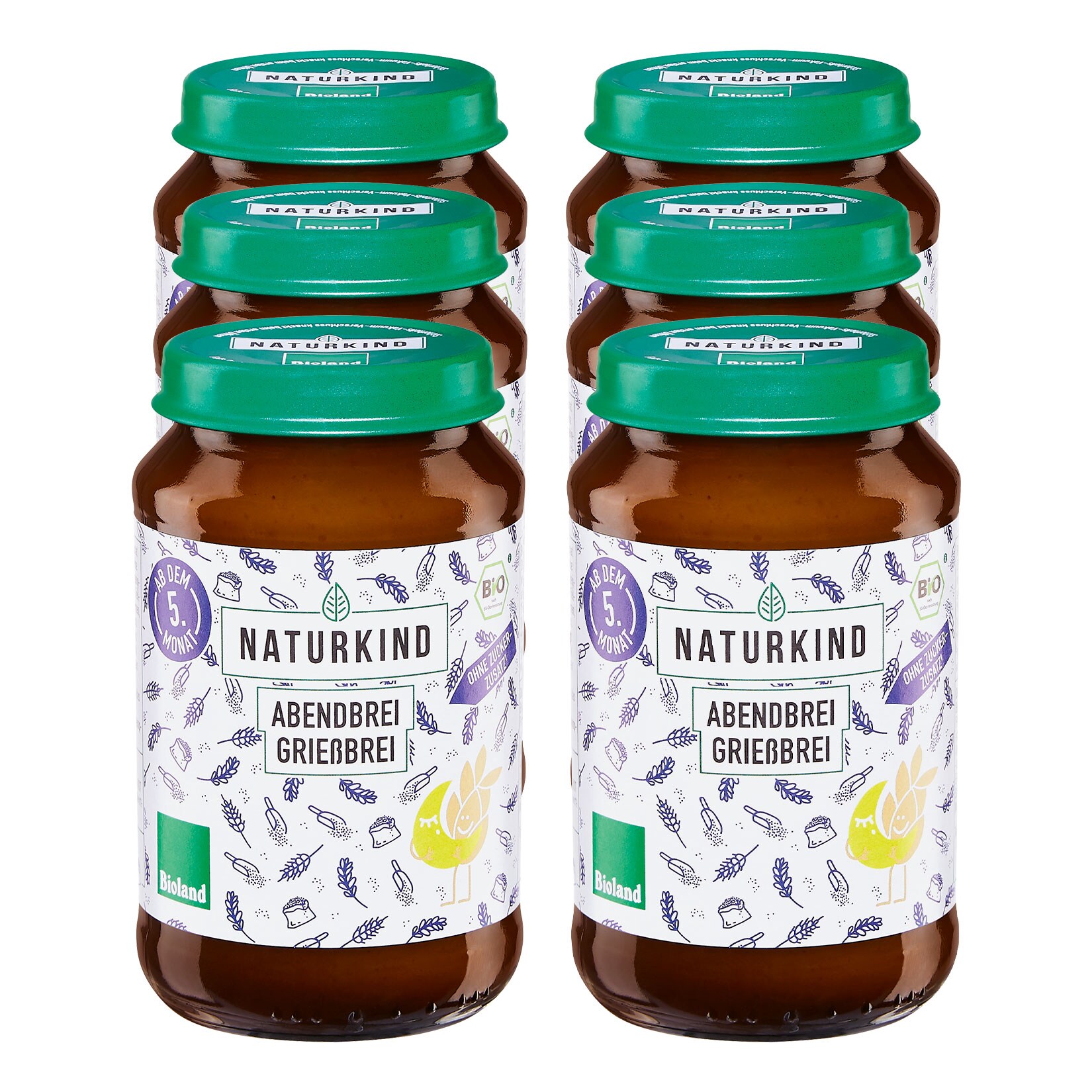 NATURKIND Bio Abendbrei Grießbrei  190 g, 6er Pack