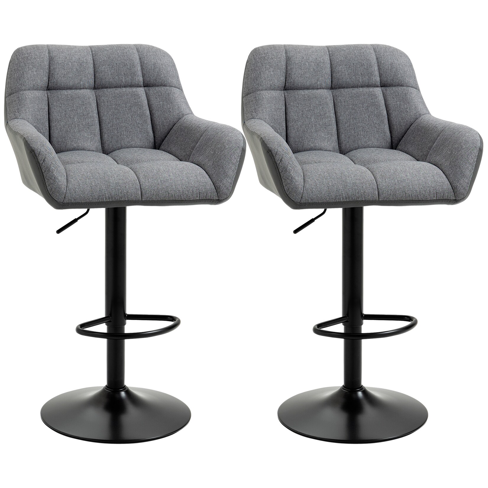 HOMCOM Barhocker Kunstleder-Leder, Leinenoptik, Schaumstoff, Stahl | 04251774965583