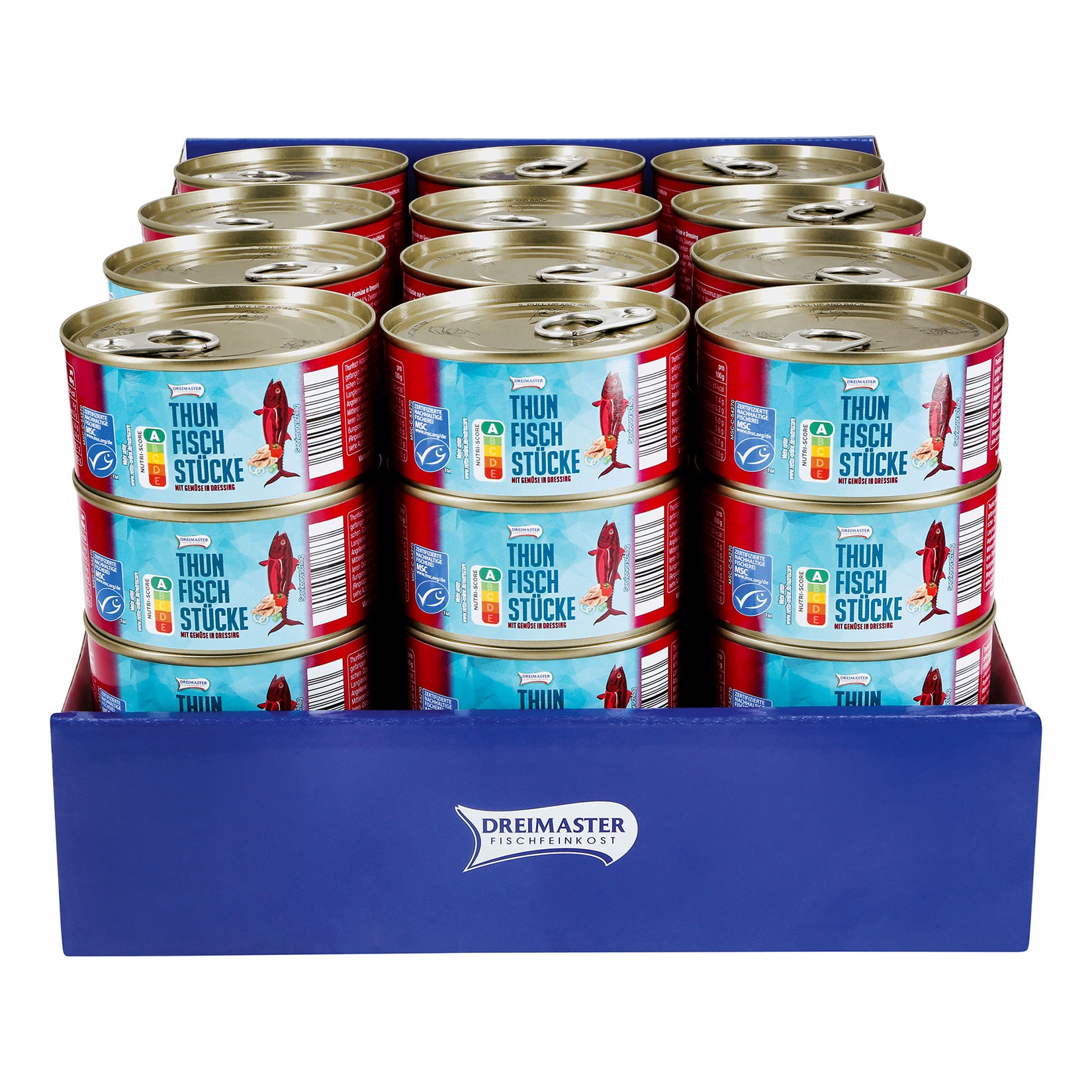 Dreimaster Thunfischst&uuml;cke mit Gem&uuml;se in Dressing 185 g, 48er Pack - Bild 1