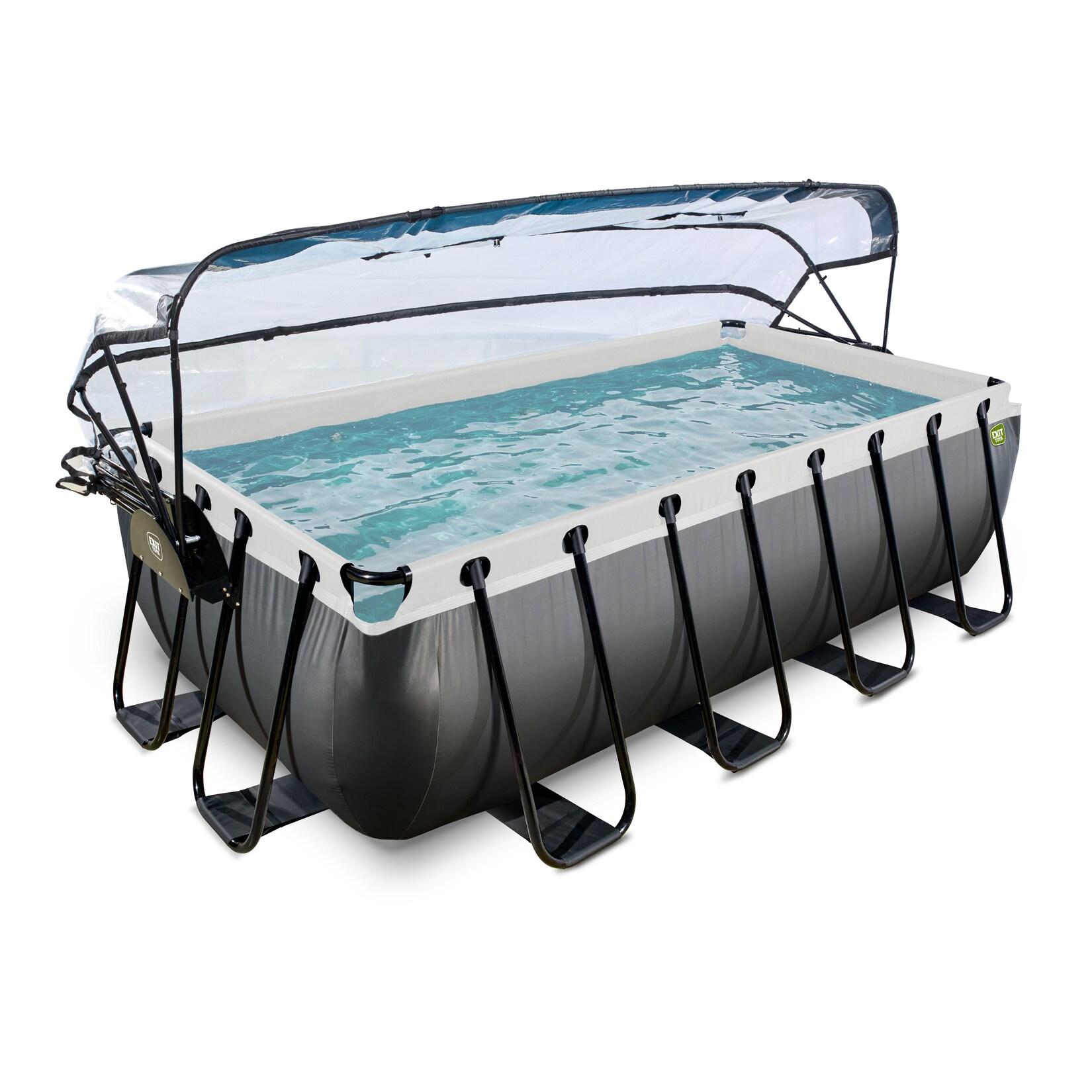 EXIT Black Leather Pool 400x200x100cm mit Sandfilterpumpe und Abdeckung – schwarz | 08720289693794