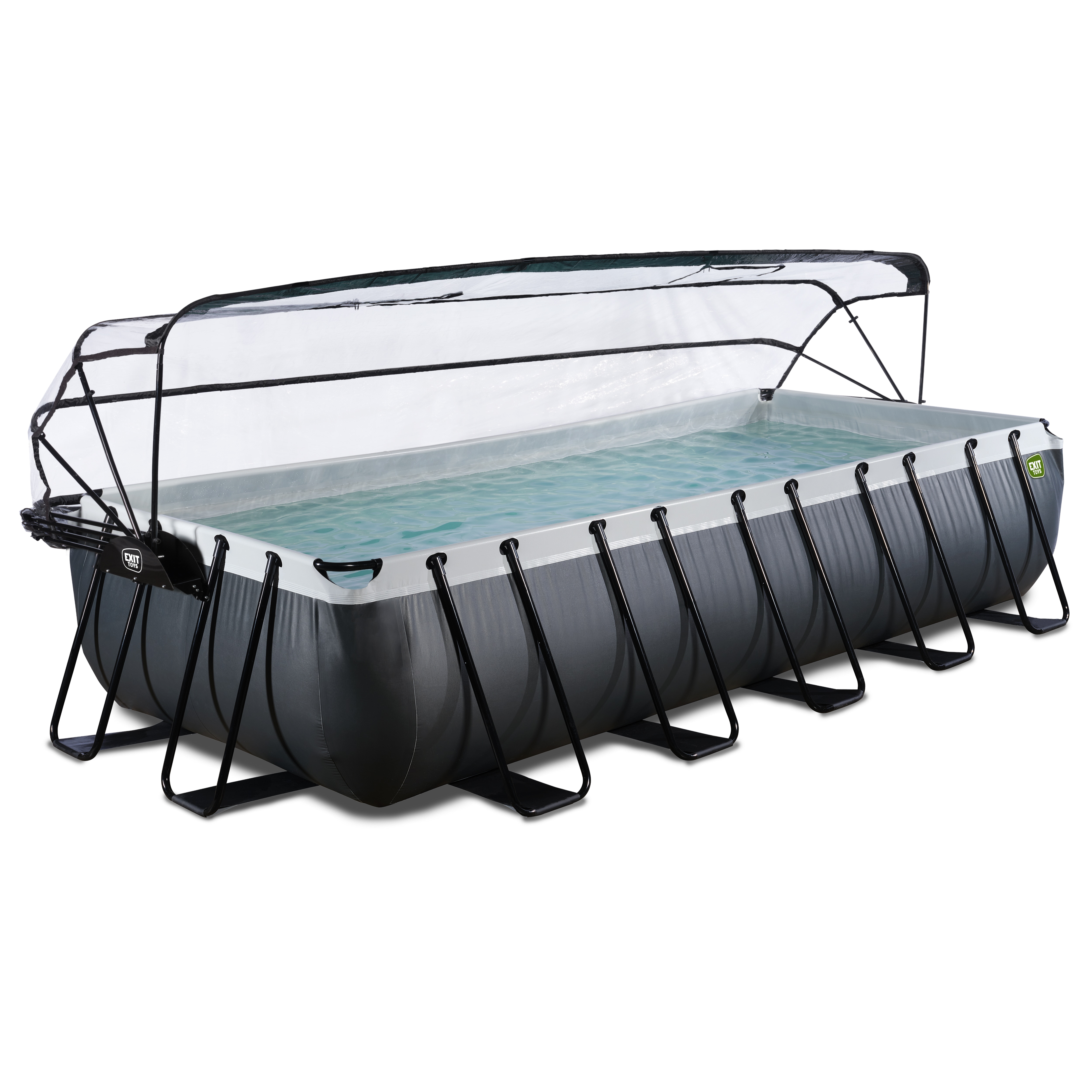 EXIT Black Leather Pool 540x250x100cm mit Sandfilterpumpe und Abdeckung - schwarz - Bild 1