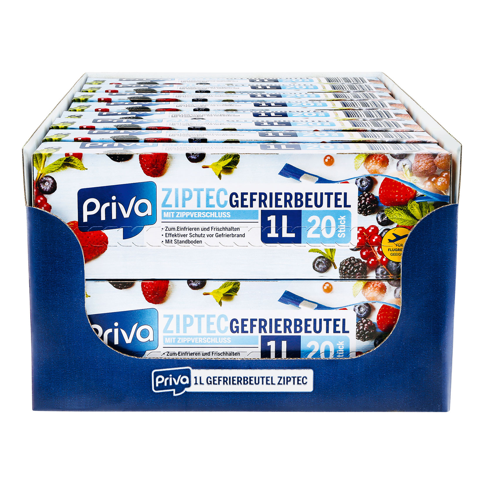 Priva Gefrier-Allzweckbeutel Ziptec 20 x 1 Liter, 16er Pack - Bild 1