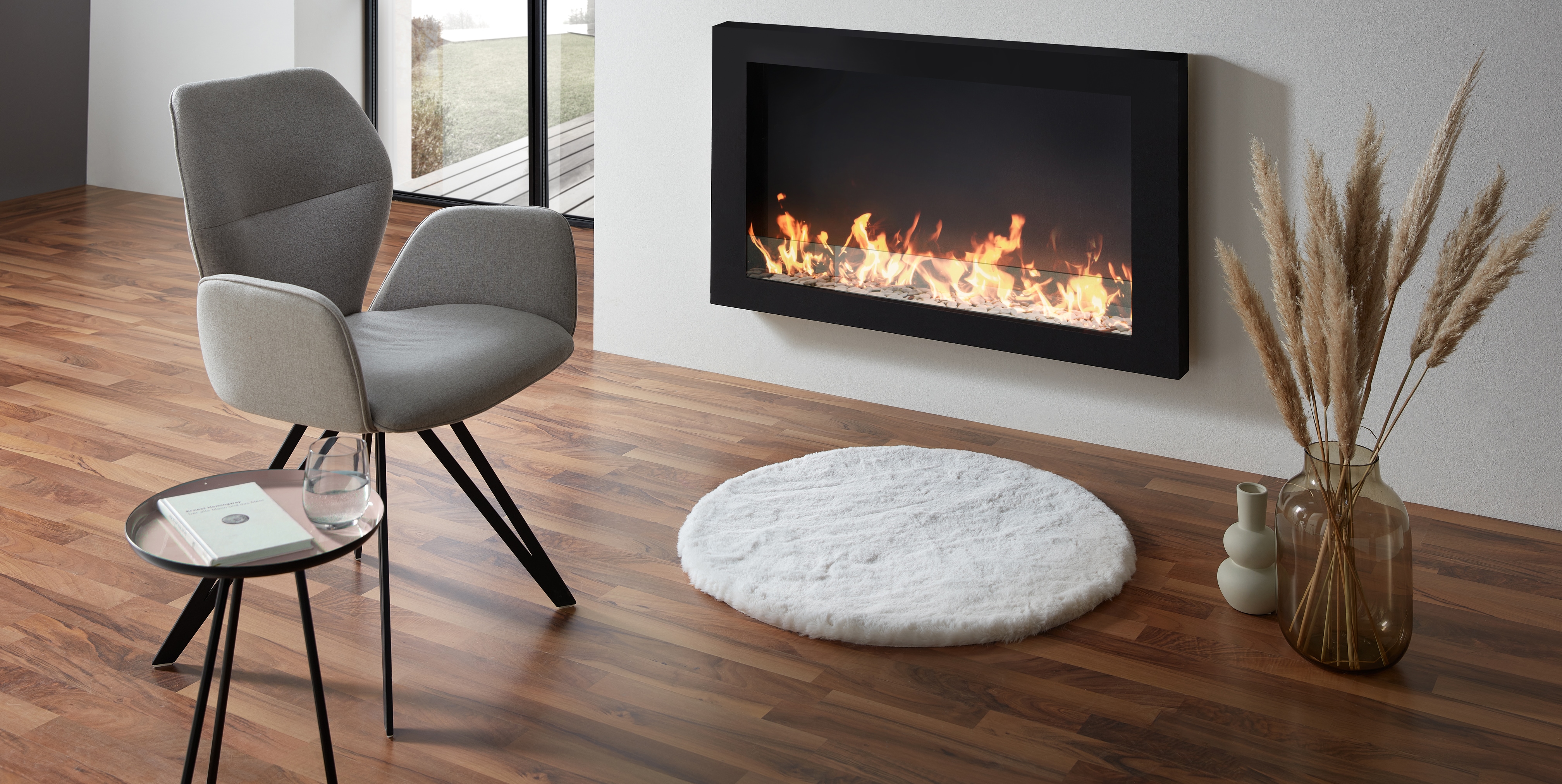 Dekor Deko-Fellteppich -rund, creme- versch. Ausf&uuml;hrungen - Bild 1