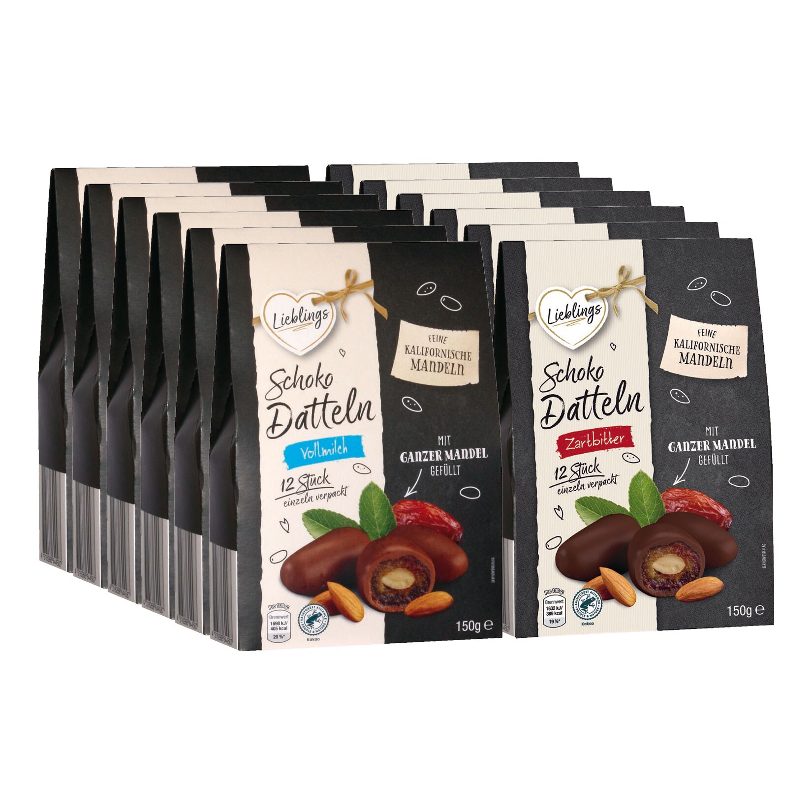 Lieblings Schoko Datteln 150 g, verschiedene Sorten, 12er Pack - Bild 1