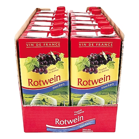 Vin de France Rotwein 12,0 % vol 1 Liter, 12er Pack - Bild 1