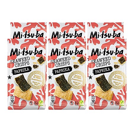 Mitsuba Seaweed Crisps Paprika 70 g, 6er Pack - Bild 1