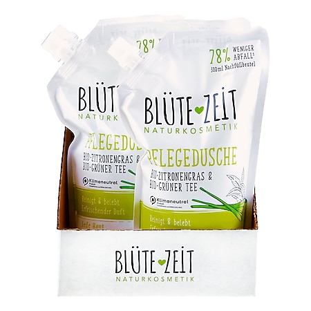 BLÜTE-ZEIT Duschgel Bio-Zitronengras & Bio-Grüner Tee Nachfüller 500 ml, 6er Pack - Bild 1