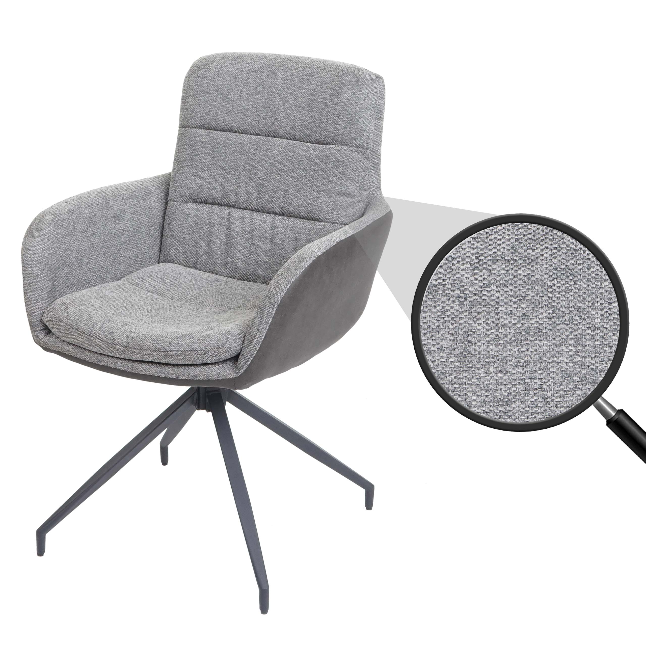 Esszimmerstuhl MCW-K32, K&uuml;chenstuhl Lehnstuhl Stuhl, drehbar Auto-Position, Stoff MVG ~ grau-dunkelgrau - Bild 1