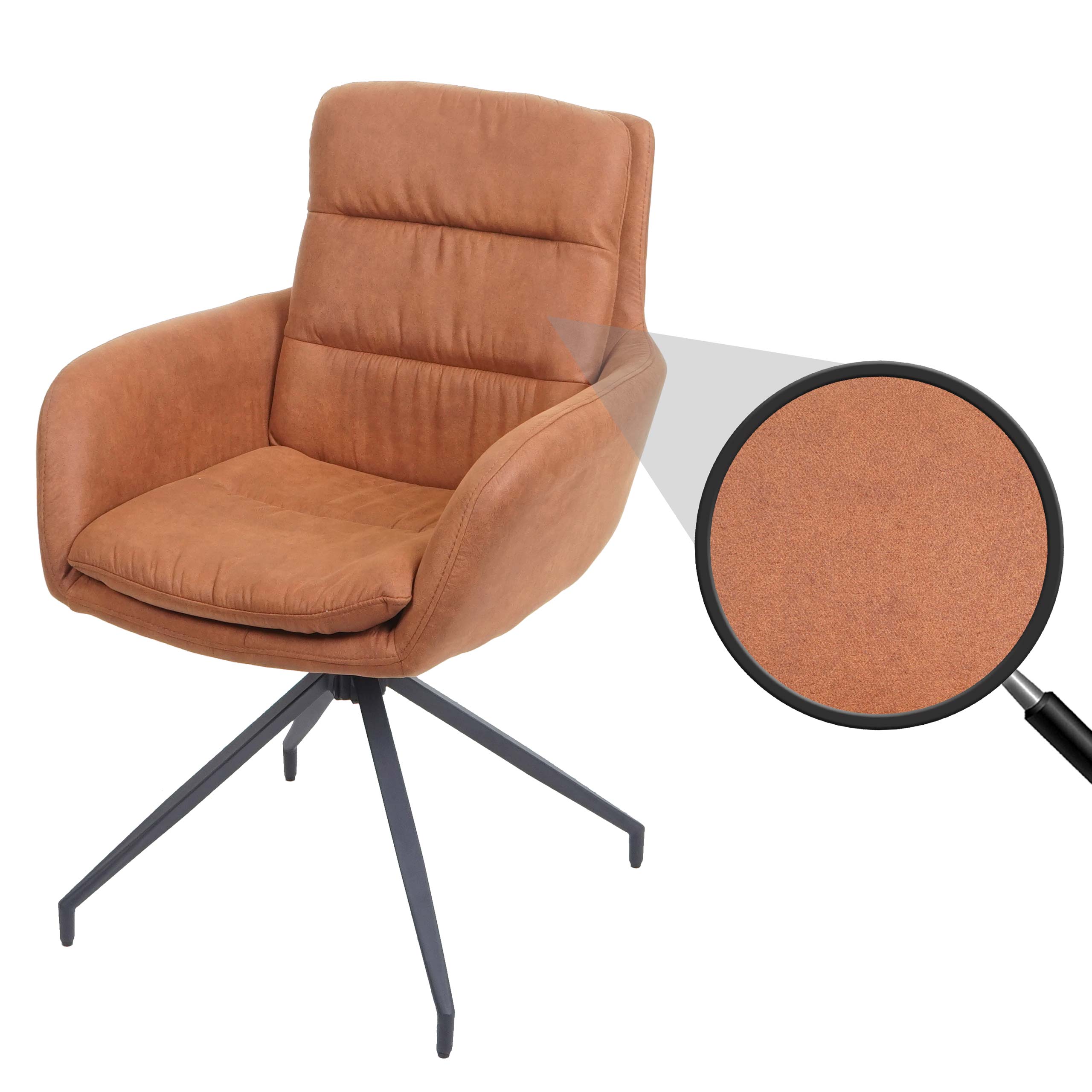 Esszimmerstuhl MCW-K32, K&uuml;chenstuhl Lehnstuhl Stuhl, drehbar Auto-Position, Stoff MVG ~ Wildleder-Optik braun - Bild 1