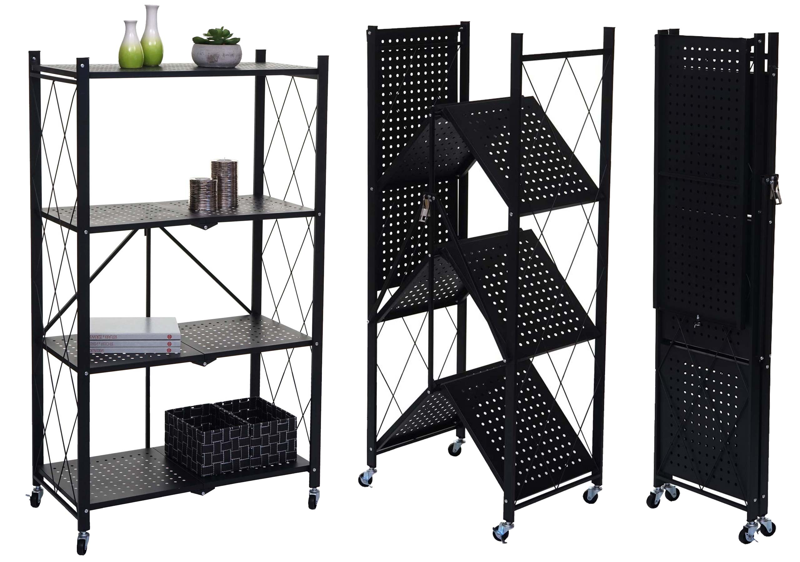 Regal MCW-J85, Standregal Wohnregal, faltbar/klappbar Stahl ~ schwarz, 4 Ebenen - Bild 1