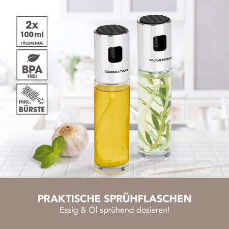 GOURMETmaxx Sprühflasche Essig bei 2er-Set schwarz/Edelstahl 100ml kaufen online Netto Öl 