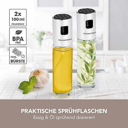 GOURMETmaxx Sprühflasche Essig & Öl 2er-Set 100ml schwarz/Edelstahl online  kaufen bei Netto