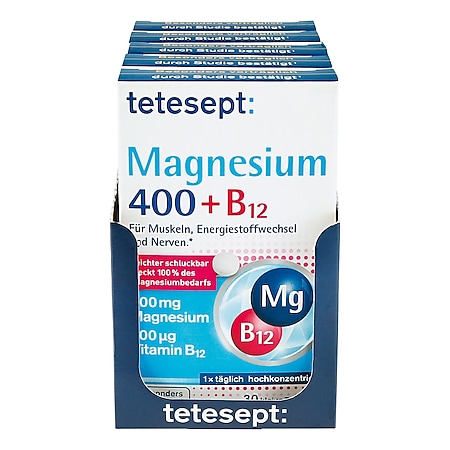 tetesept Magnesium 400 B12 hochdosiert 30 Stück 25,80 g, 5er Pack - Bild 1