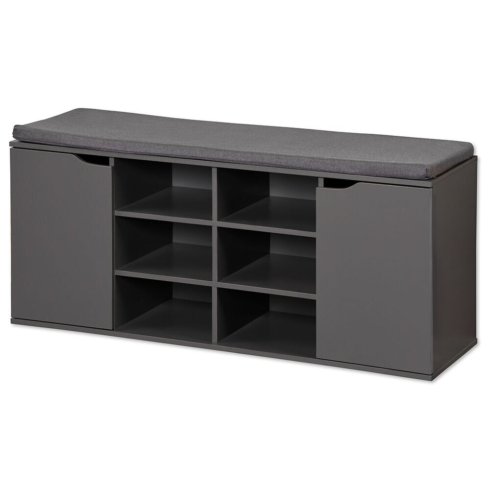 Schuhschrank mit Sitzkissen und Türen - versch. Ausführungen - Grau