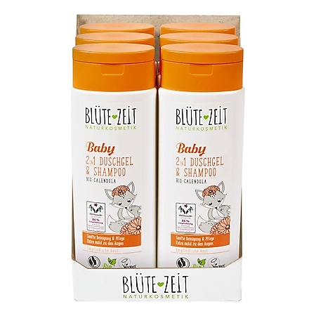 BLÜTE-ZEIT Baby 2in1 Duschgel & Shampoo mit Bio-Calendula 250 ml, 6er Pack - Bild 1