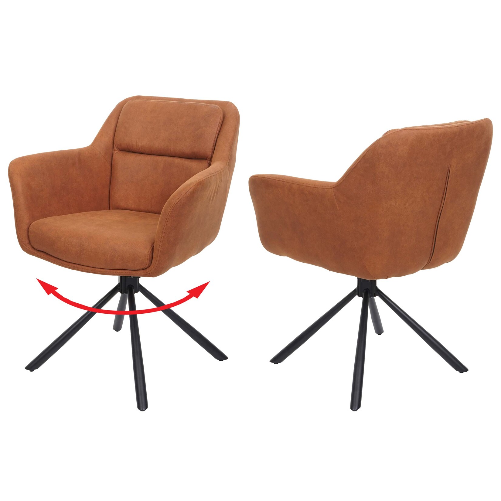 2er-Set Esszimmerstuhl MCW-K33, Küchenstuhl Stuhl, drehbar Auto-Position, Stoff MVG ~ Wildleder-Optik braun