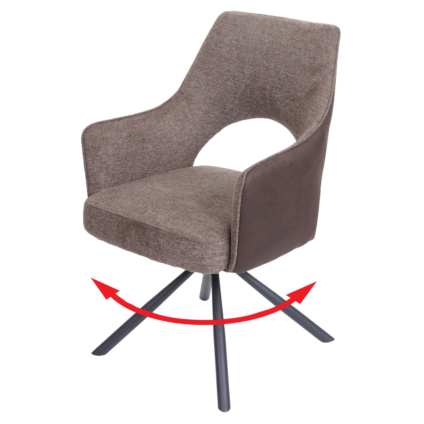 Esszimmerstuhl MCW-K30, Küchenstuhl Lehnstuhl, drehbar Auto-Position, Stoff/Textil MVG ~ braun-dunkelbraun