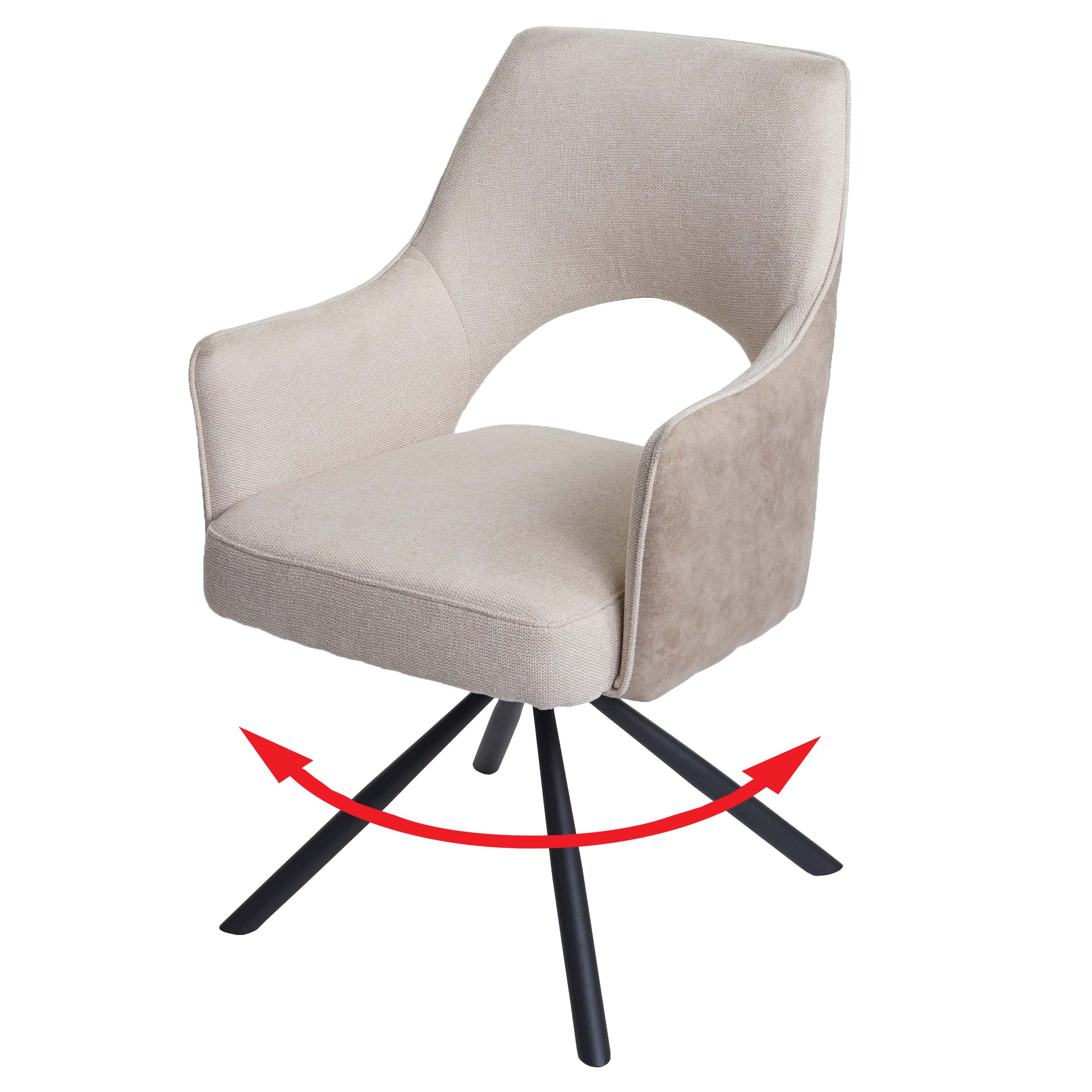 Esszimmerstuhl MCW-K30, K&uuml;chenstuhl Lehnstuhl, drehbar Auto-Position, Stoff/Textil MVG ~ creme - Bild 1