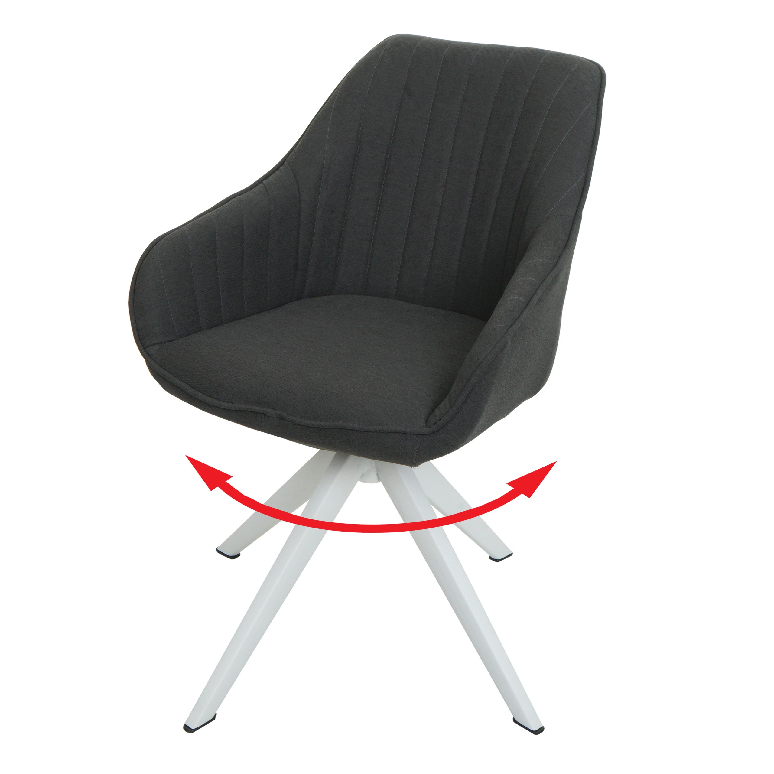 Esszimmerstuhl MCW-K27, K&uuml;chenstuhl Stuhl mit Armlehne, drehbar Stoff/Textil ~ dunkelgrau - Bild 1