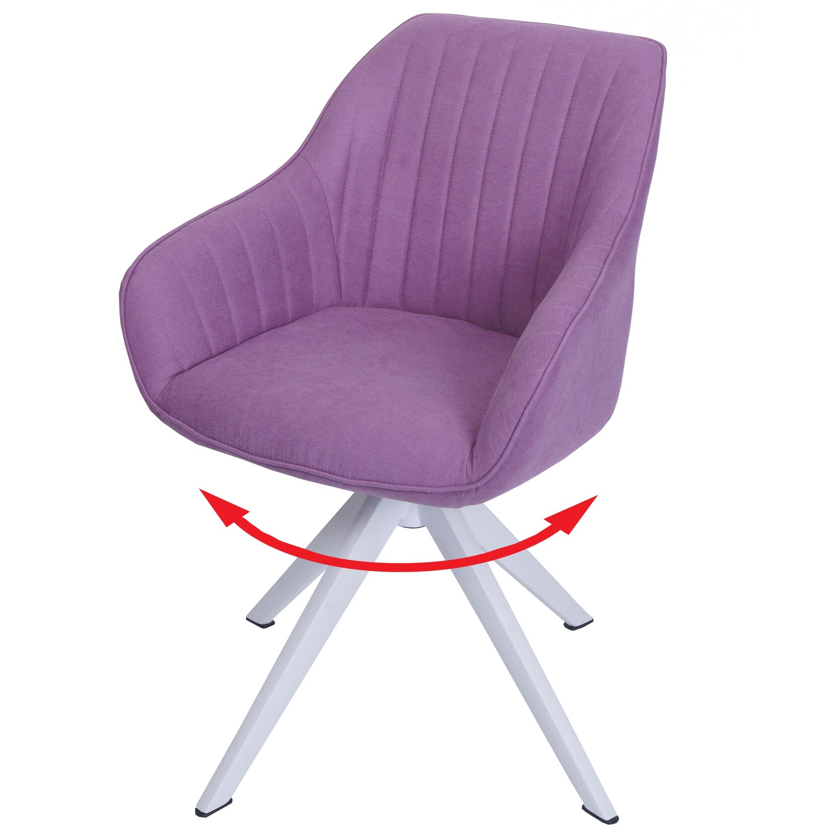 Esszimmerstuhl MCW-K27, Küchenstuhl Stuhl mit Armlehne, drehbar Stoff/Textil ~ lila | 04057651915036