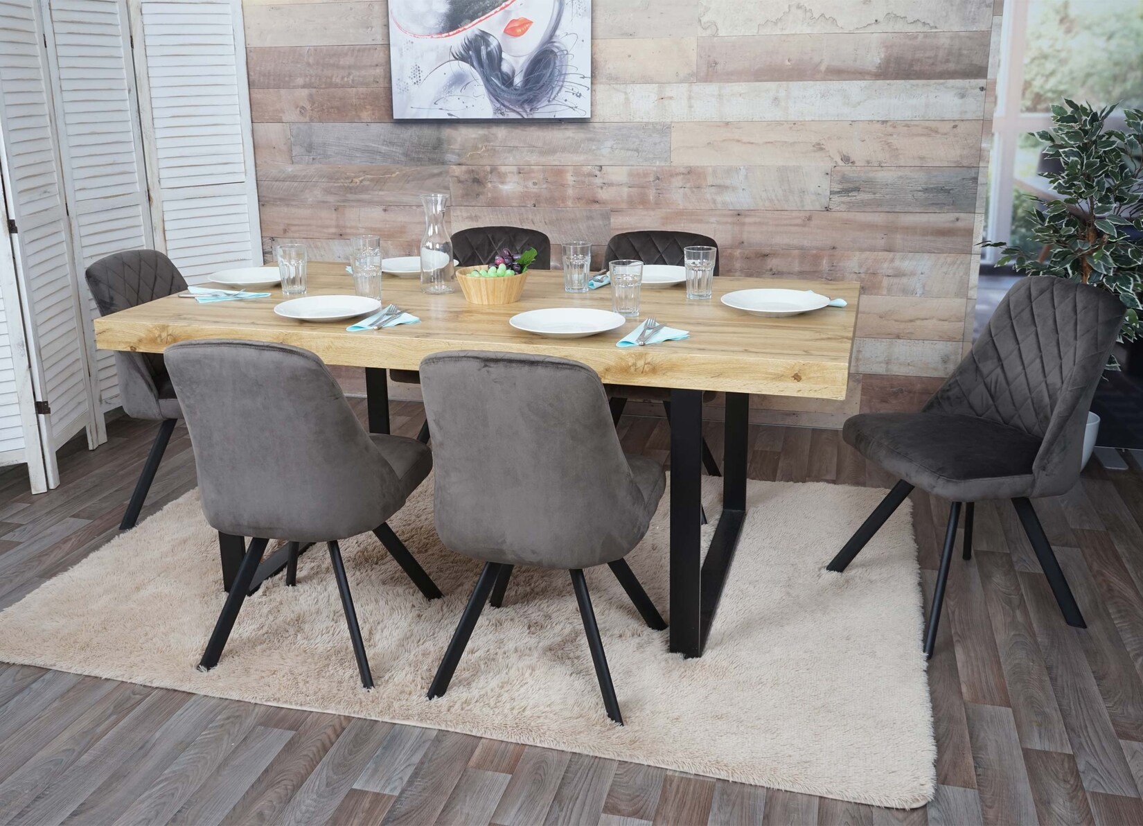 6er-Set Esszimmerstuhl MCW-K25, Küchenstuhl Lehnstuhl Polsterstuhl, Metall Samt ~ dunkelbraun | 04057651798561