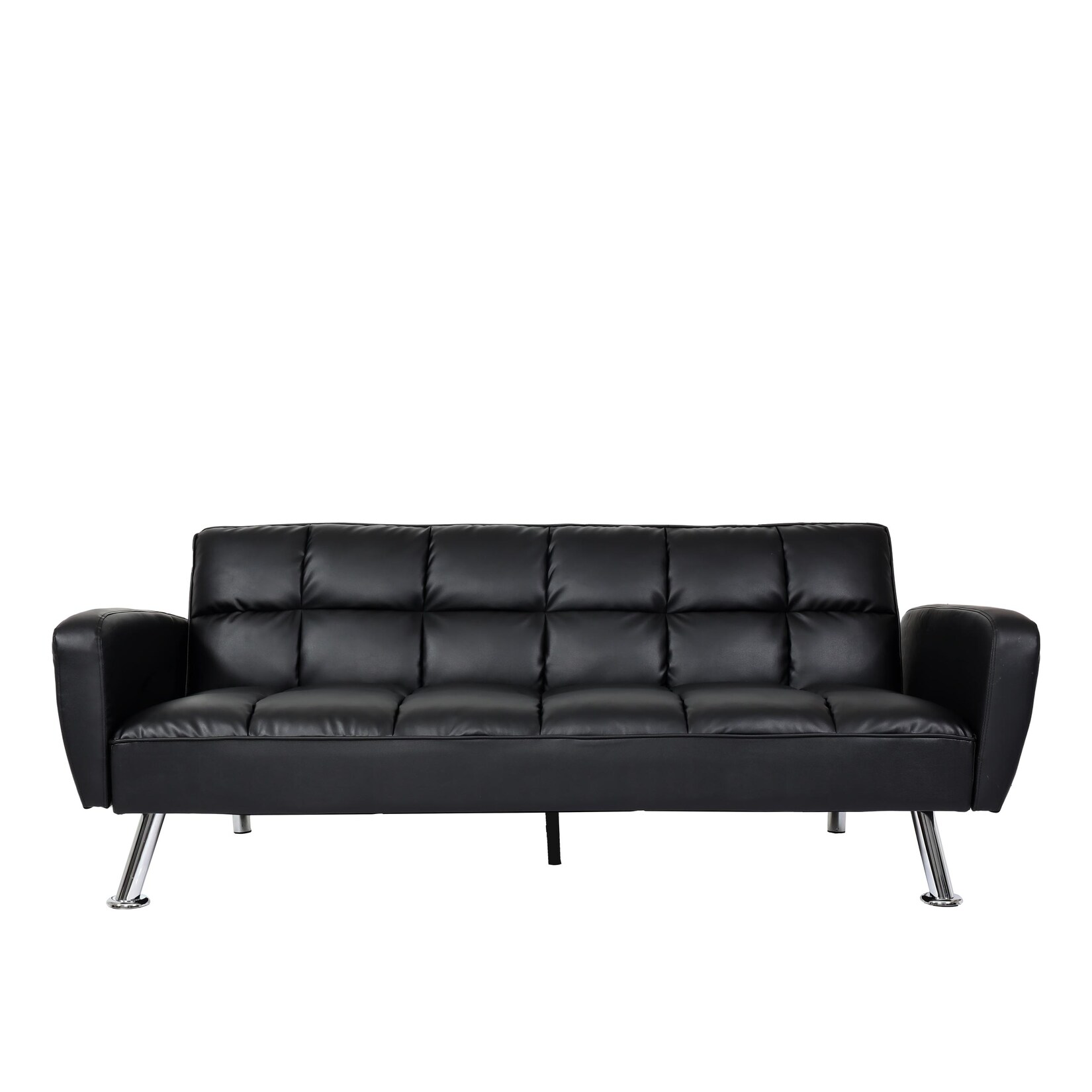 Sofa MCW-K19, Couch Schlafsofa Gästebett Bettsofa Klappsofa, Nosagfederung Schlaffunktion 203cm ~ Kunstleder schwarz