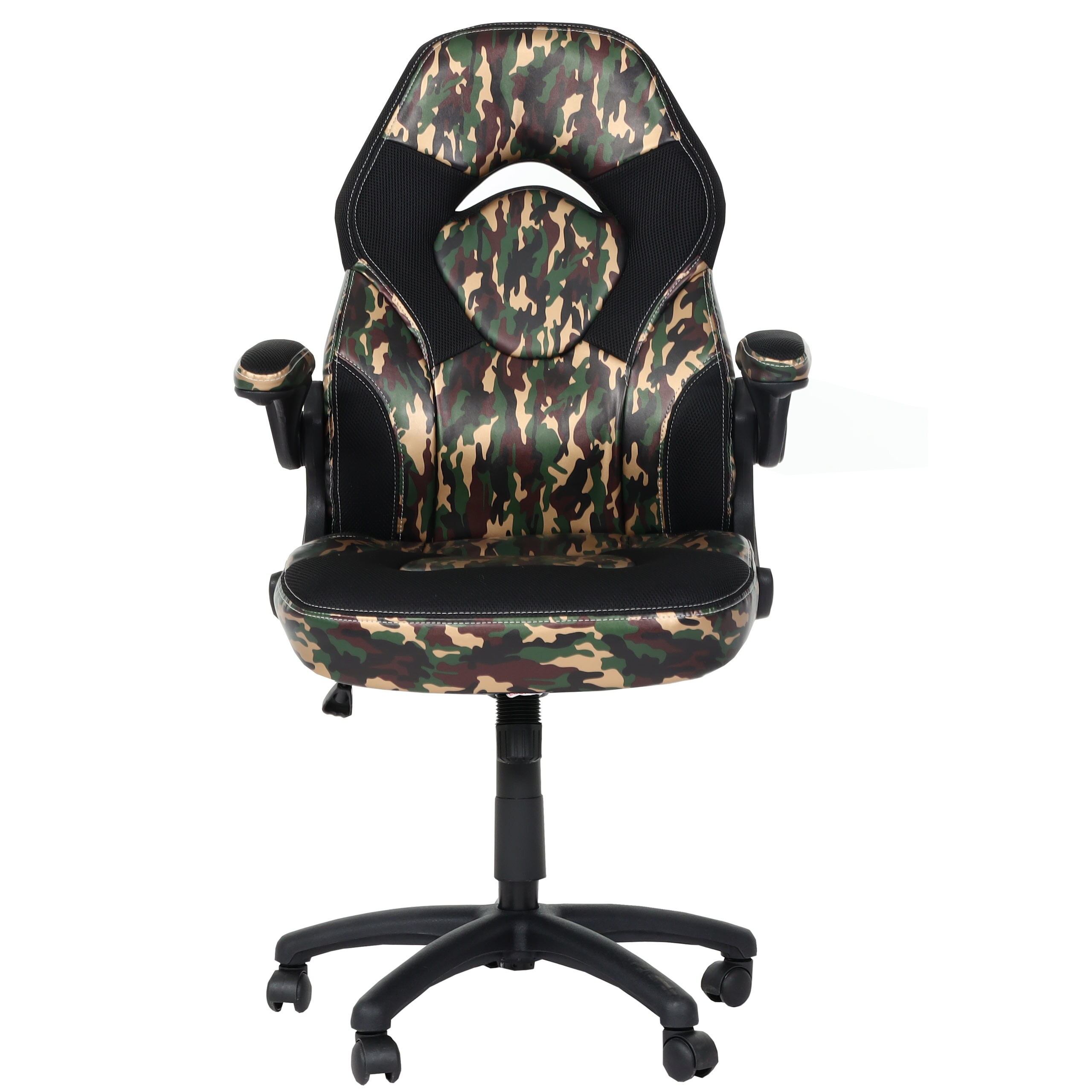 B&uuml;rostuhl MCW-K13, Drehstuhl Gamingstuhl, ergonomisch, verstellbare Armlehne, Kunstleder ~ camouflage-schwarz - Bild 1