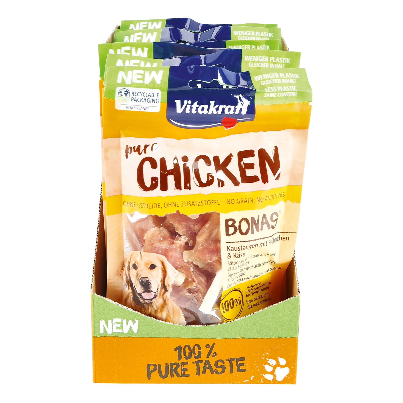 Vitakraft CVitakraft Bonas Kaustangen H&auml;hnchen&K&auml;se 80 g, 7er Pack - Bild 1