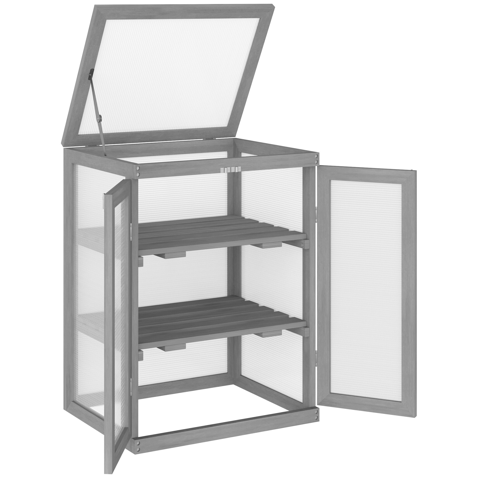 Outsunny Gew&auml;chshaus Tannenholz, Polycarbonat - Bild 1