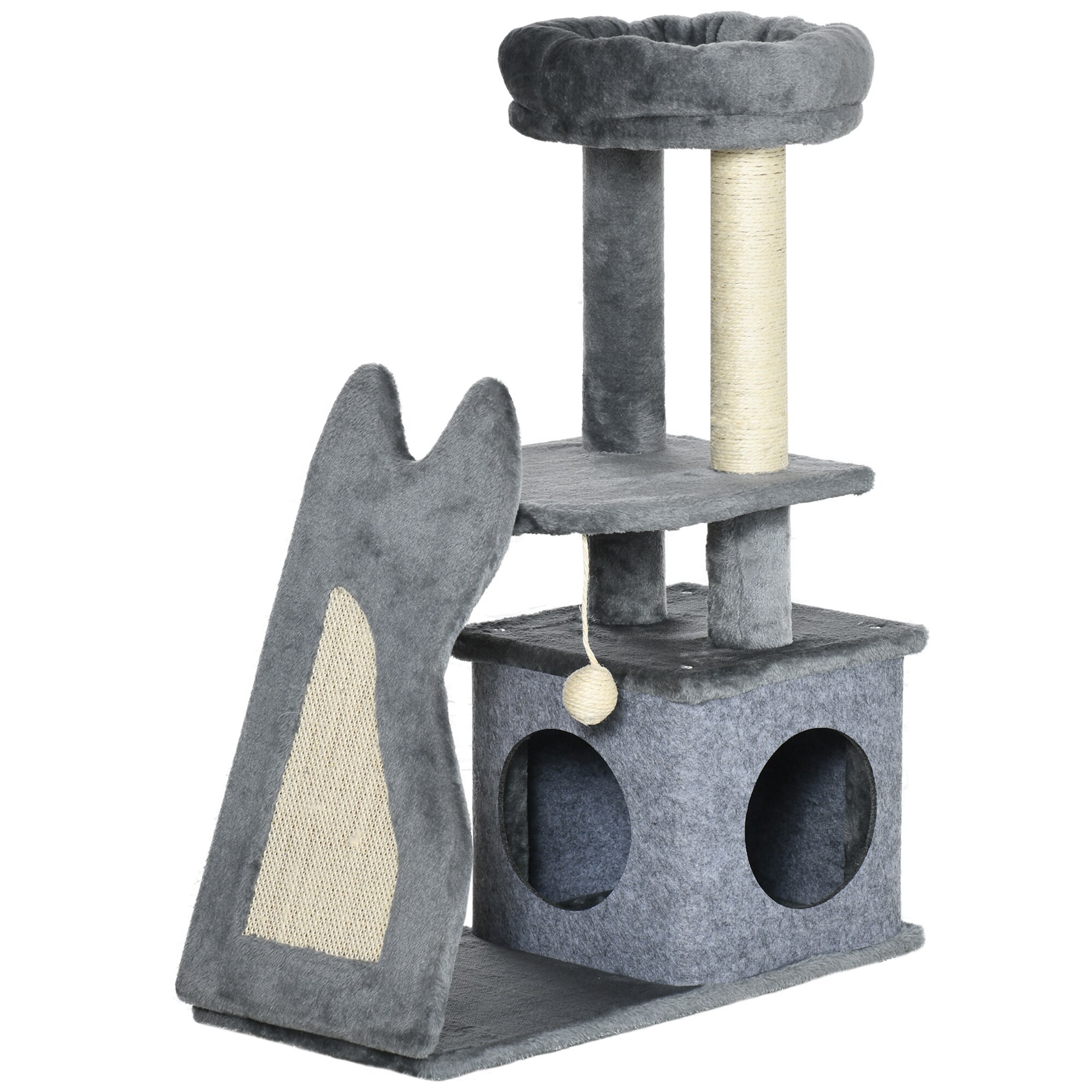 PawHut Kratzbaum Spanplatte, Pl&uuml;sch, Filzstoff, Sisal - Bild 1