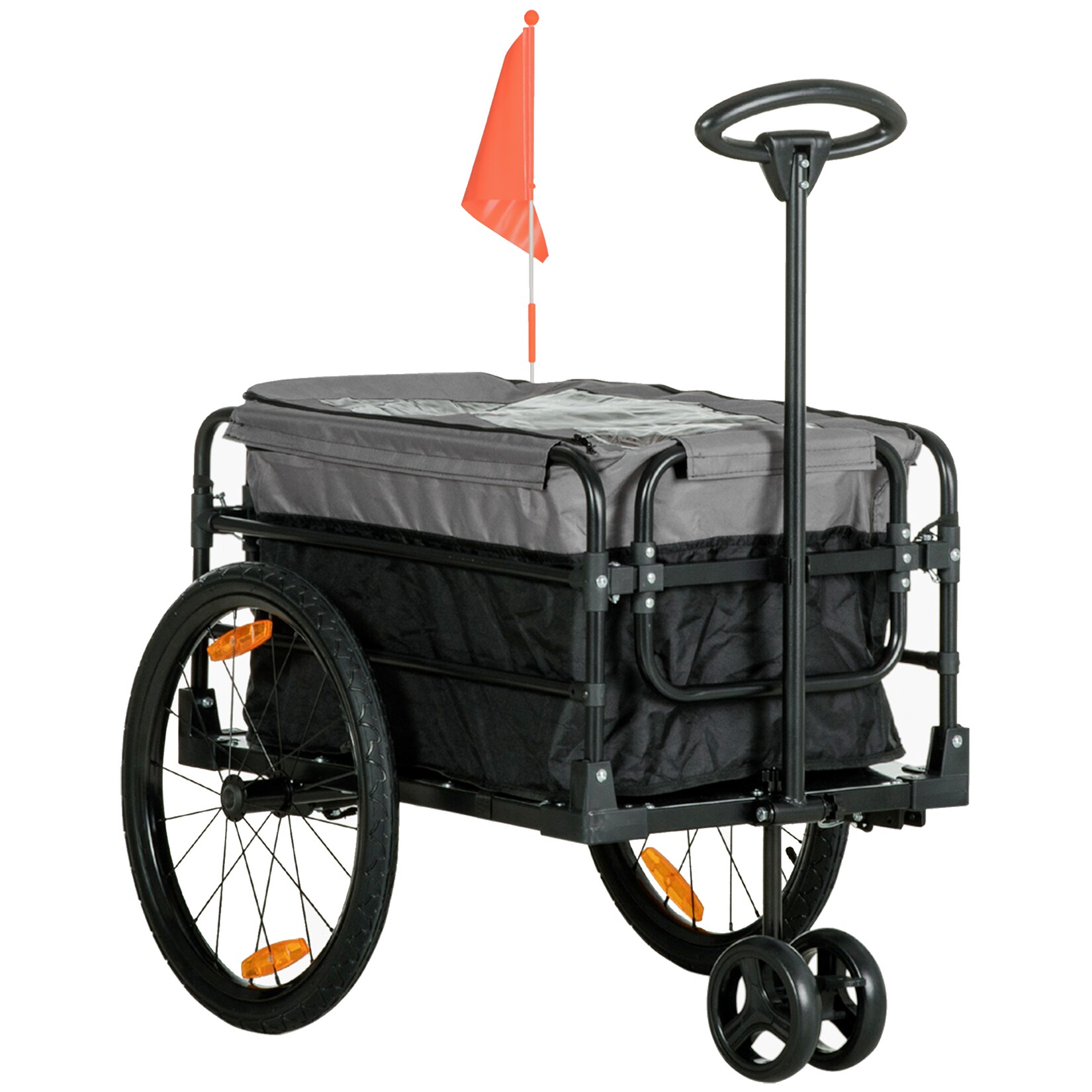 HOMCOM Fahrradanhänger 600D Oxford-Stoff, Stahl | 04251774961240