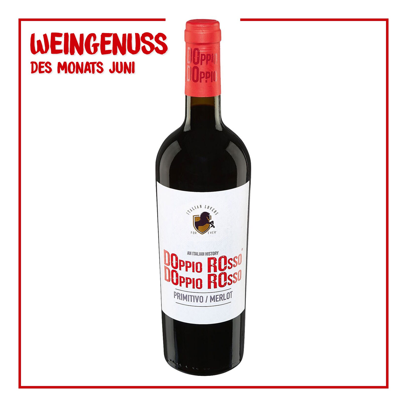 Doppio Rosso Primitivo Merlot  13,0 % vol 0,75 Liter – Inhalt: 6 Flaschen | 08015393112805