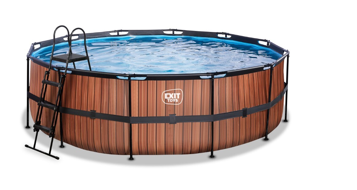 EXIT Wood Pool &oslash;450x122cm mit Filterpumpe - braun - Bild 1