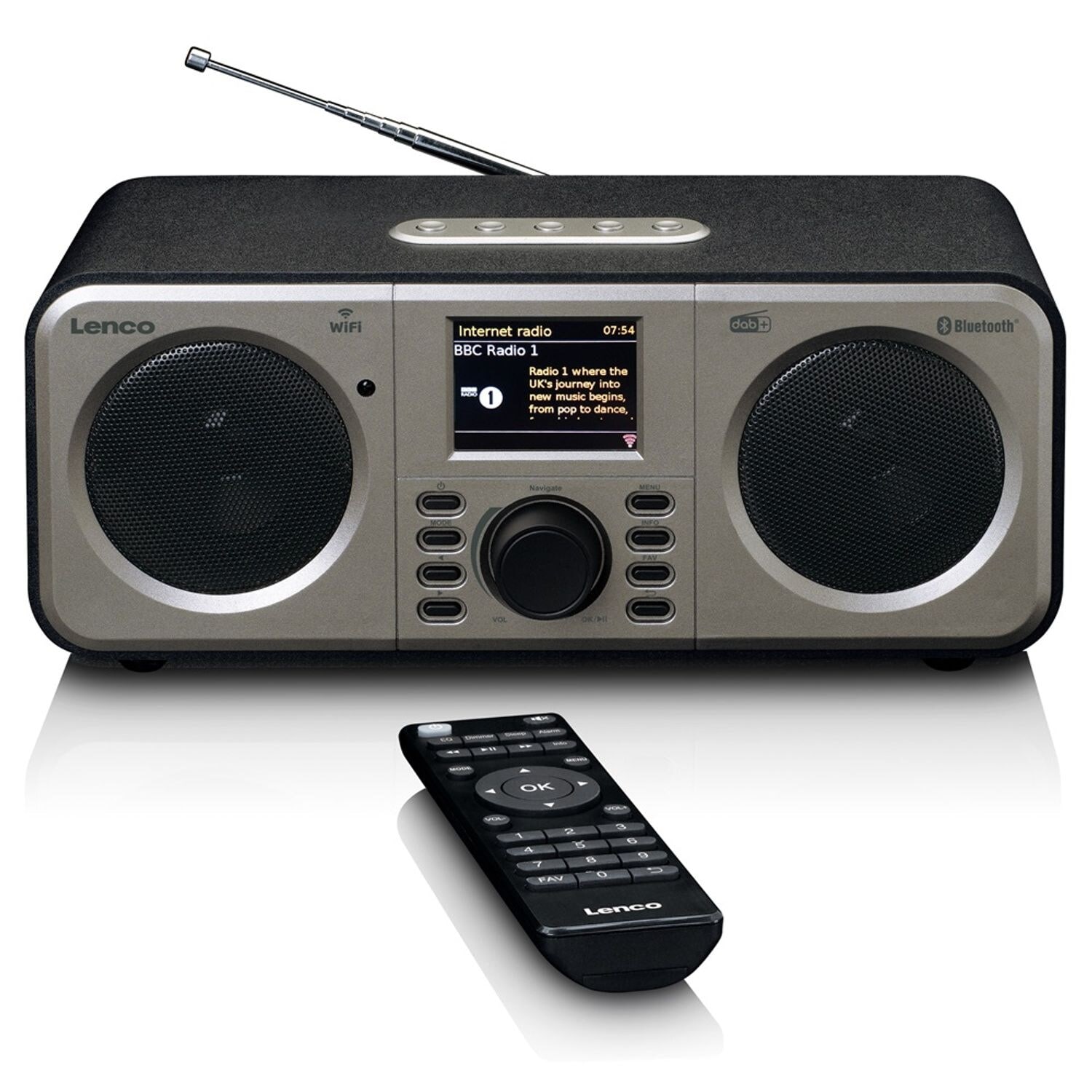 Lenco DIR-141BK Internetradio mit DAB+, Bluetooth und Spotify Connect, schwarz, versch. Farben - Bild 1