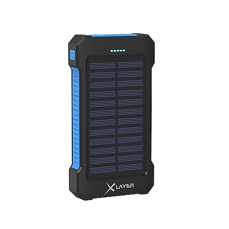 Zusatzakku XLayer Powerbank PLUS Solar Black/Blue 8.000 mAh - Bild 1