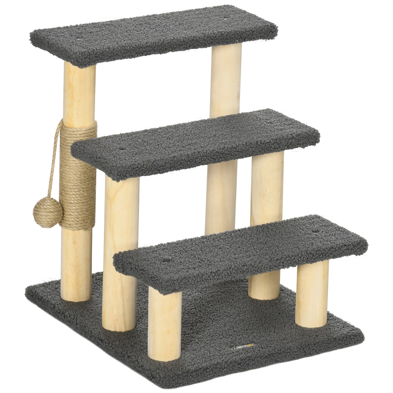 PawHut Kratzbaum Spanplatte, Kiefernholz, Teddystoff, Jute | 04255633507389