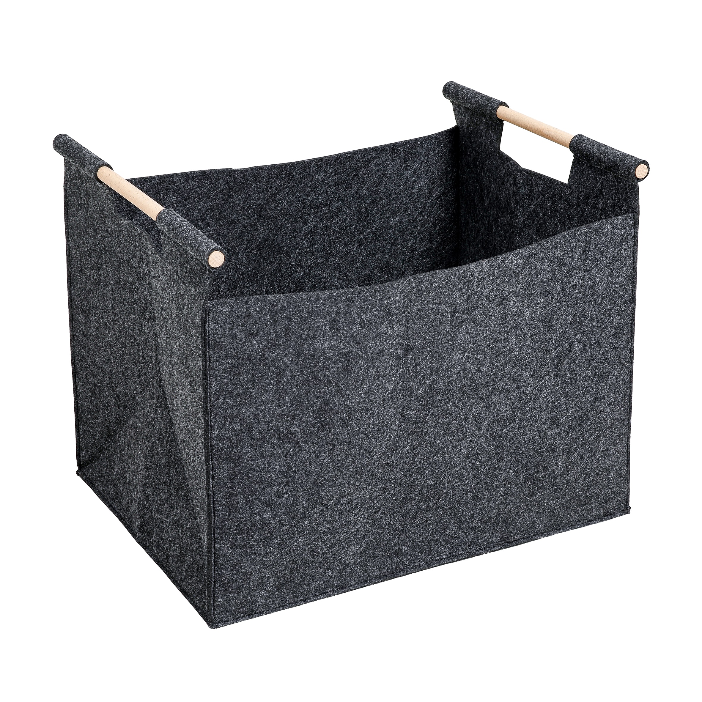 Dekor Filzkorb mit Holzgriff, dunkelgrau - Bild 1