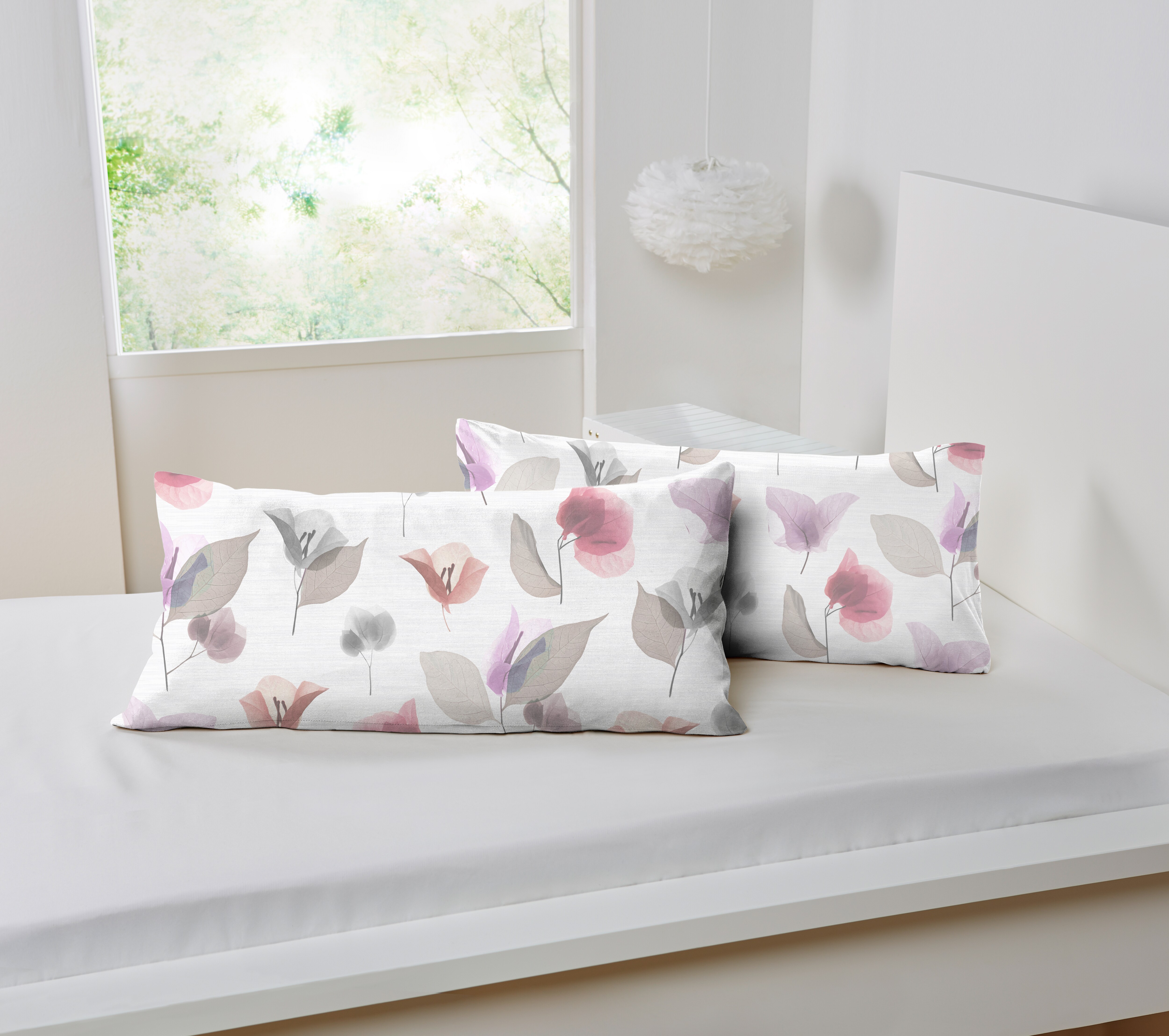 Dekor Biber Kissenbezug 2 St&uuml;ck - floral - Gr. 40x80 cm -versch. Ausf&uuml;hrungen - Bild 1