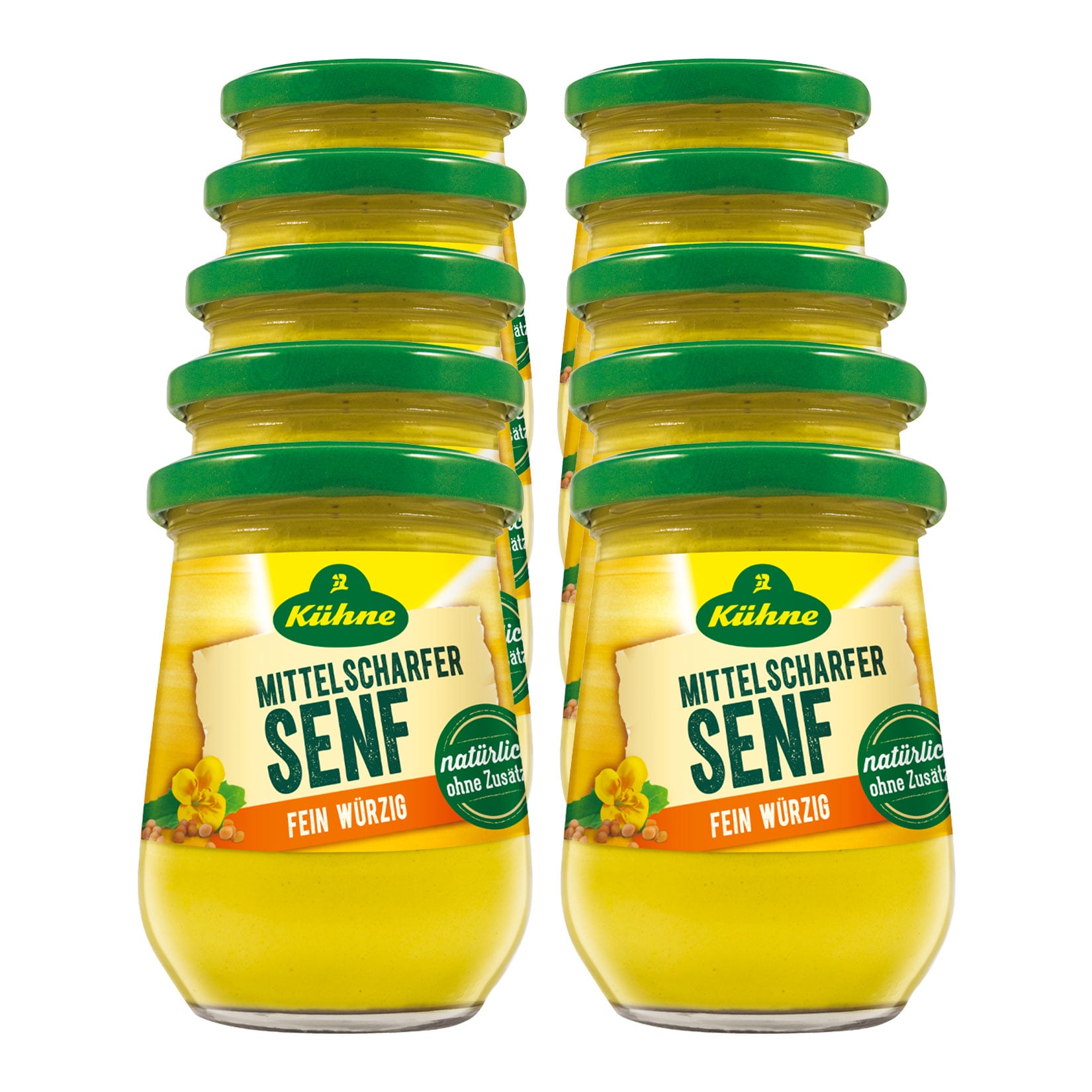K&uuml;hne Senf mittelscharf im Glas 250 ml, 10er Pack - Bild 1