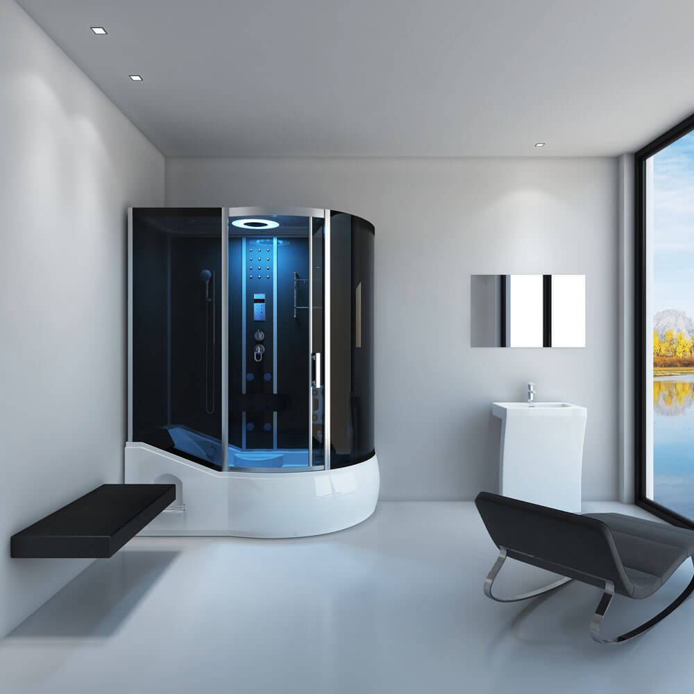 HOME DELUXE Dampfdusche ALLIN 4IN1 - Schwarz Rechts - Bild 1