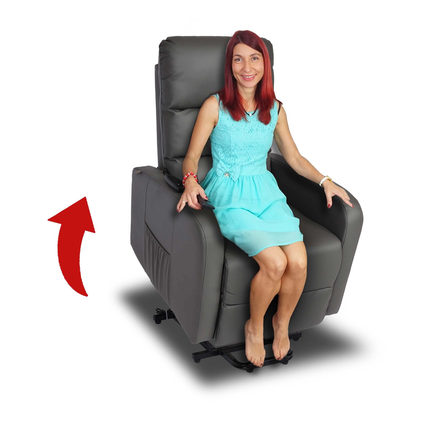 Fernsehsessel MCW-K62, Sessel Relaxsessel TV-Sessel Liege, Liegefunktion Aufstehhilfe, Metall Kunstleder ~ grau